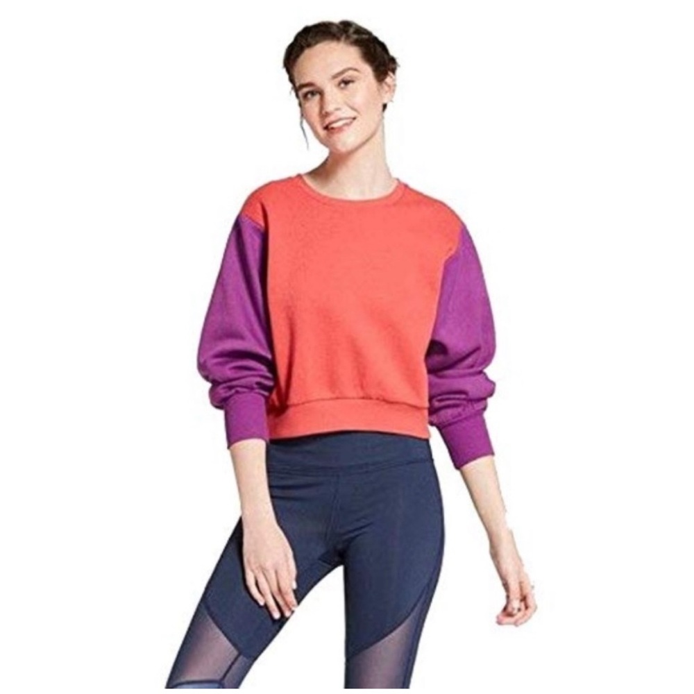 Colorblock Sweatshirt in Red and Purple‎ Size Medium Joy Lab